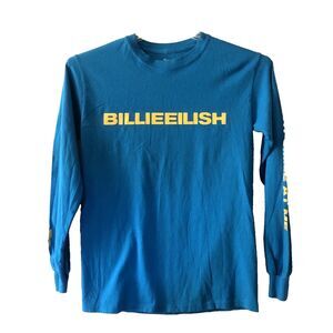 Billie Eilish Long Sleeve Shirt Small Blue Yellow - Dont Smile At Me Tour Shirt